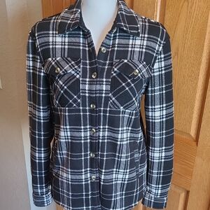 Sage Collective women's XS plush sherpa-lined plaid shirt jacket